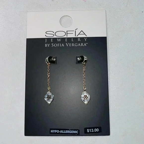 Sofia Jewelry by Sofia Vergara Women's Gold Tone Multi Stone Linear Earrings​​ - Picture 1 of 7
